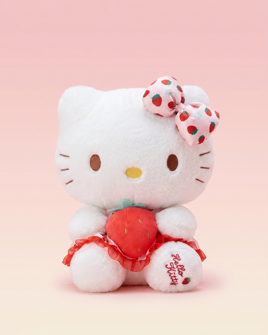 Kittie White Cat Strawberry Plush | The Mischief Gang