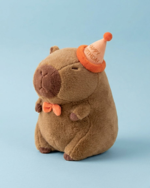 Cakey Capybara Plush with Birthday Hat | The Unbothered Capybara & Co. | Cloudy Cuddles