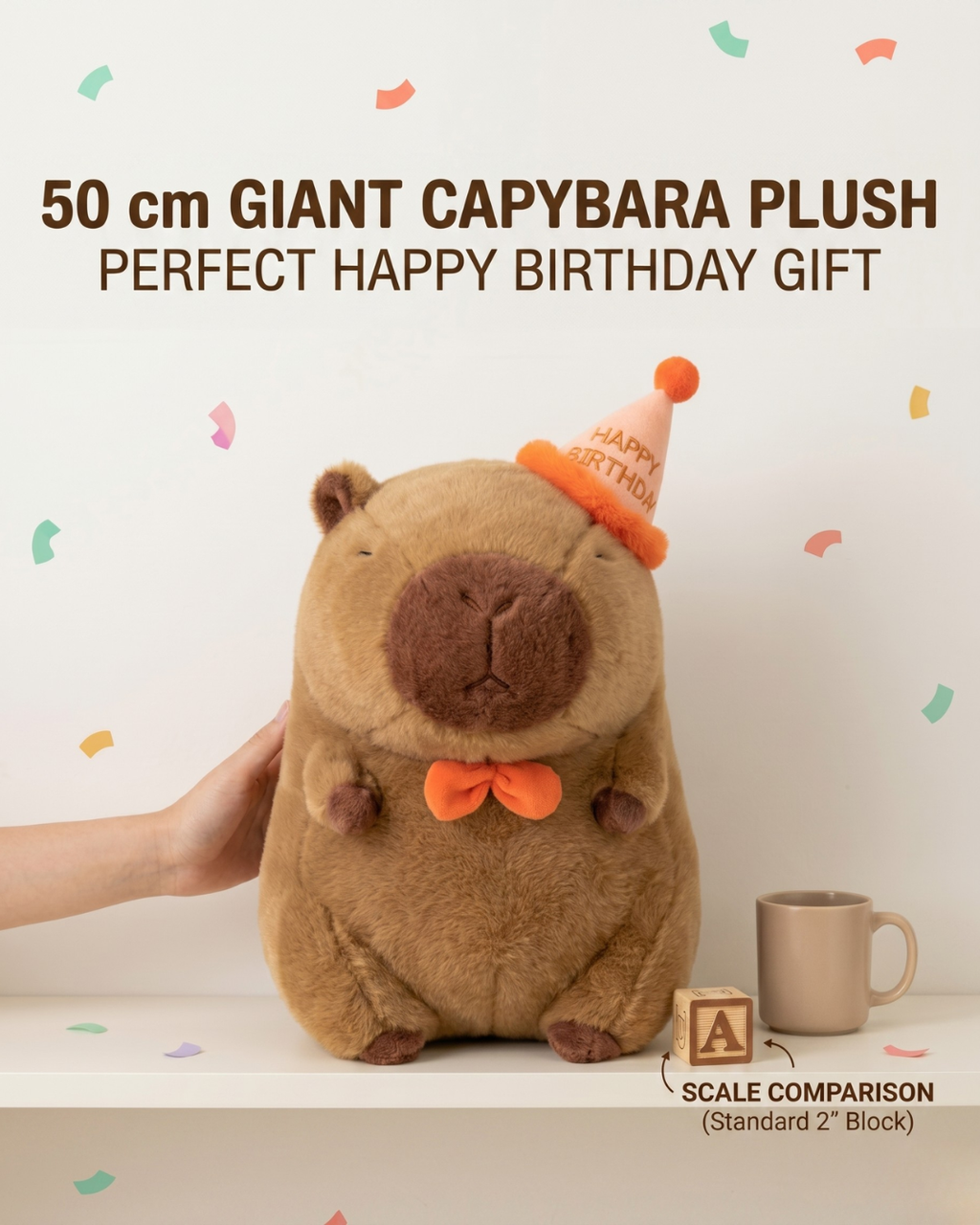 Cakey Capybara Plush with Birthday Hat | The Unbothered Capybara & Co. | Cloudy Cuddles